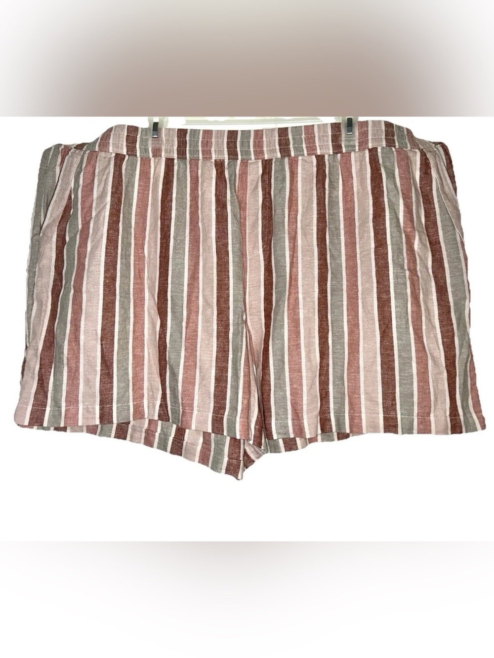 Plus Size Sonoma Easy Pull-on Striped Linen Blend Shorts Ultracomfort Waist 4X